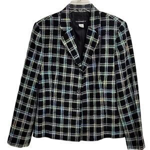 Requirements Retro Glam Tweed Cropped Blazer Multi Color Size 14 (NWT)